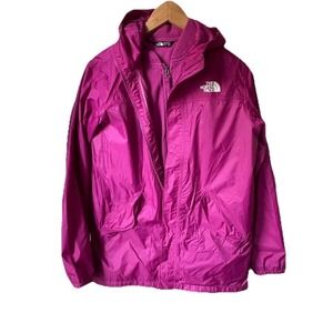 NORTH FACE Fuscia Rain Jacket Shell & Interior Fleece XL/18 YOUTH or WOMEN'S  SM